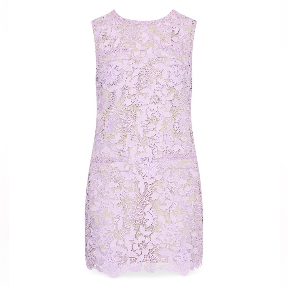 Milly Garden Lace Mini Dress Lilac Sleeveless Sheath Floral Size 8 NWT